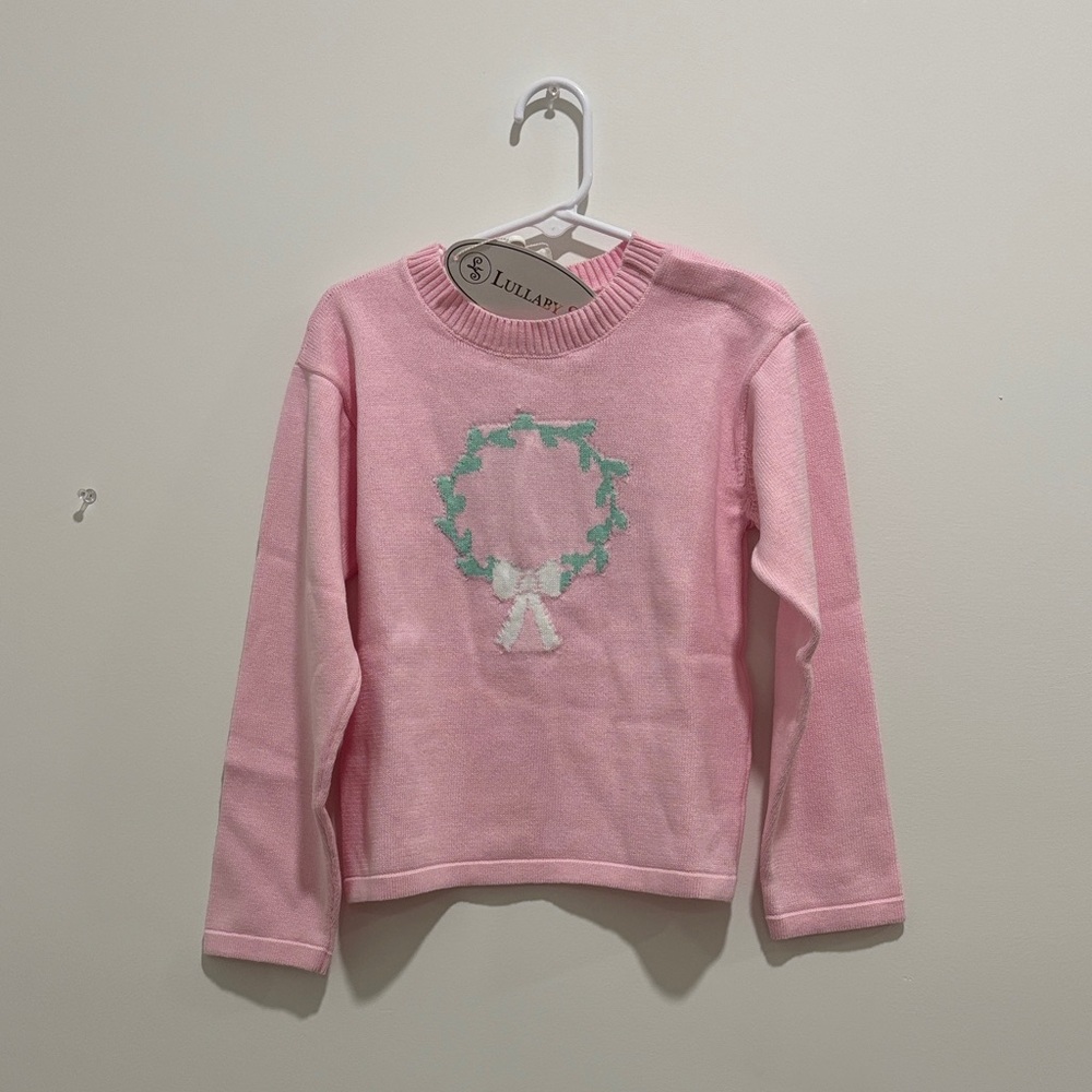 Pink Kids Sweater with Wreath Design